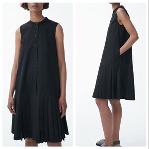 COS Organic Cotton Pleated Shirt Dress Size 6